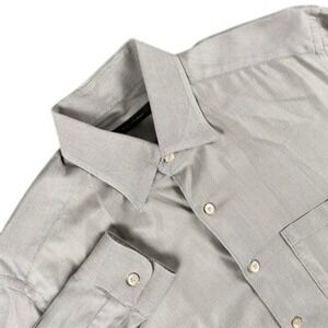 Ermenegildo Zegna Shirt Mens L Champagne Long Sleeve 100% Cotton Made in Romania